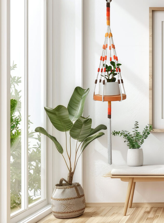 Macetero Pino Otoño colgado en una habitación al lado de una planta